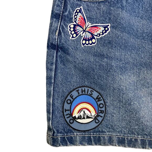 Wild Fable Y2K Inspired Denim Mini Skirt Patches Size 12 - Picture 2 of 5